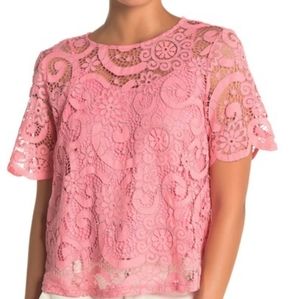 Nanette Lepore Short Sleeve Tie Back Lace …